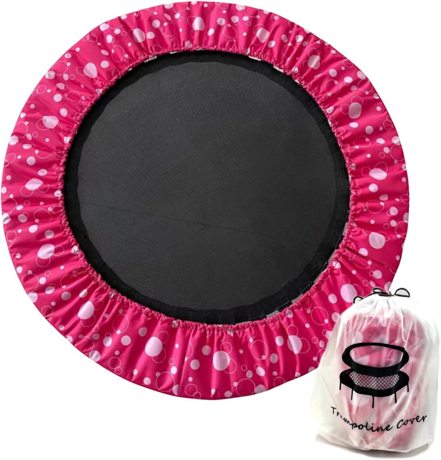 Pokrowiec ochronny na mini-trampolinę 91 cm, poduszka zabezpieczająca na okrągłą trampolinę z 6 otworami, odporna na rozdarcia, antywibracyjna, różowa