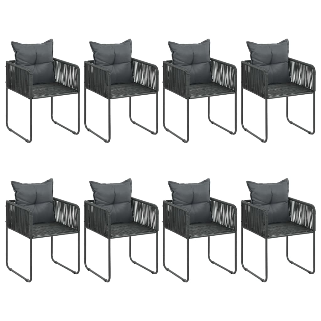 Ensemble à manger de jardin 9 pcs PVC résine tressée noir vidaXL - 5