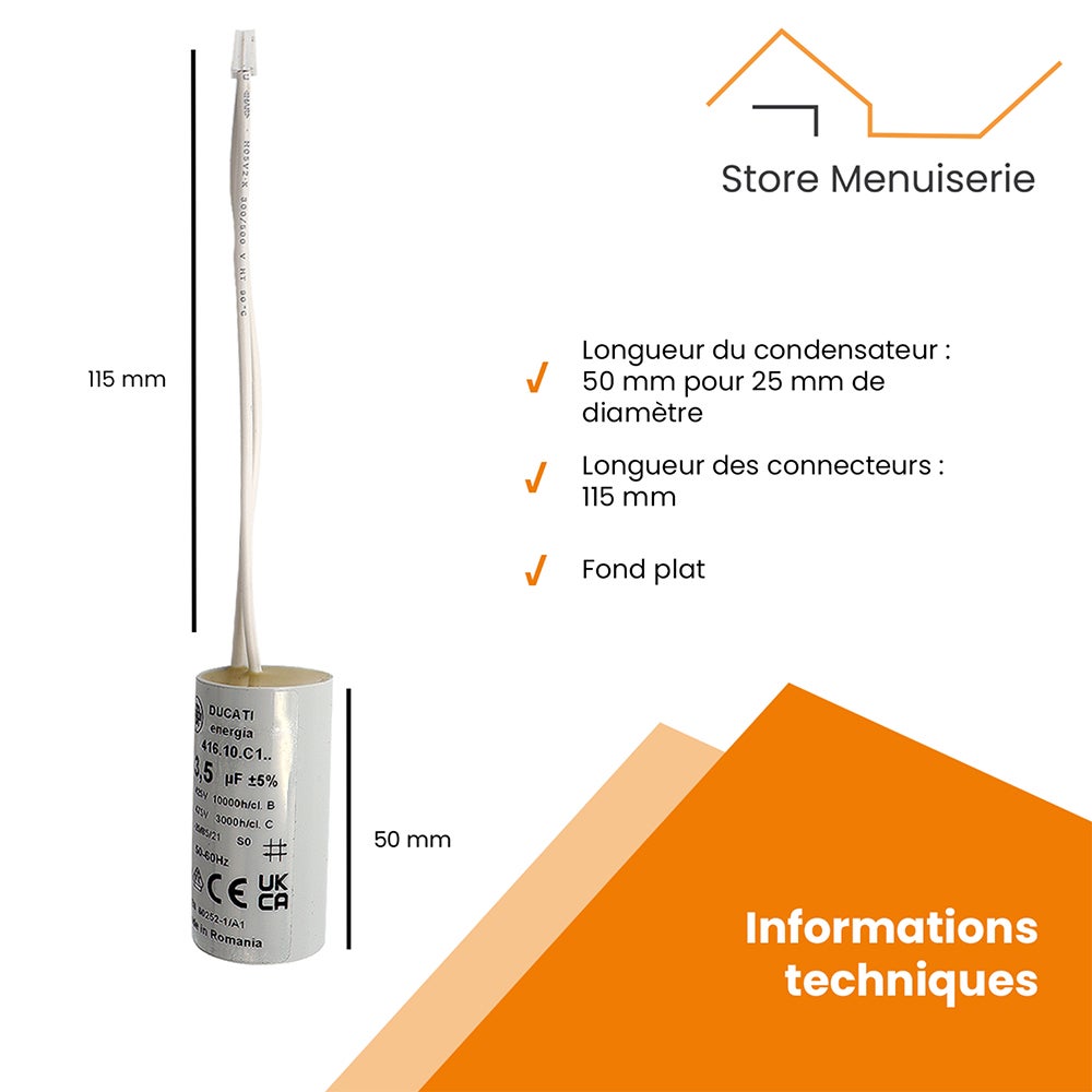 CVR Condensatori 3,5 uF per tapparelle SOMFY SIMU di ricambio