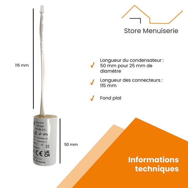 CVR Condensatori 3,5 uF per tapparelle SOMFY SIMU di ricambio CVR Condensatori 3,5 uF per tapparelle SOMFY SIMU di ricambio
