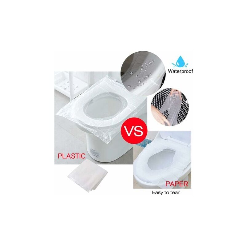 WC Jetable, Protection Toilette wc Jetable 100 PCS Couvre Siege Lunette wc Emballage Individuel , Standard Cuvette Toilette Papier - 2