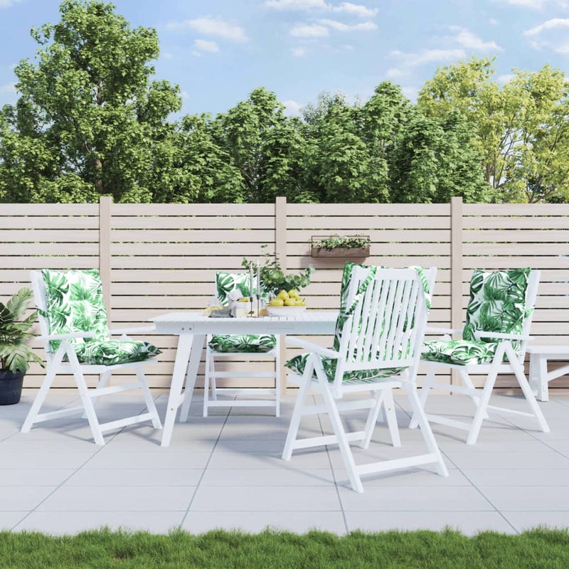 Poduszki na krzesła z niskim oparciem, 4 szt., wzór w liście vidaXL