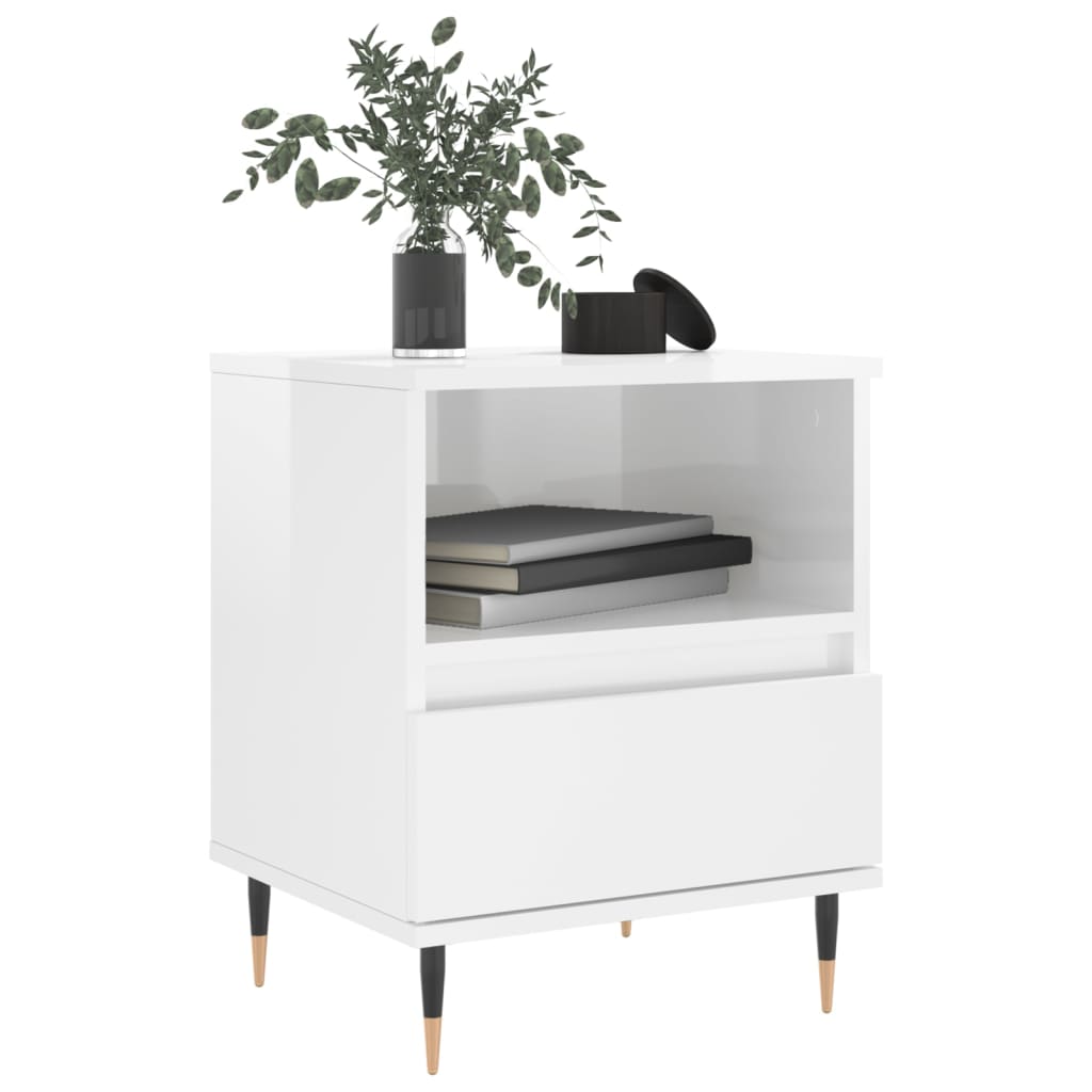 Comodini 2pz Bianco Lucido 40x35x50 cm in Legno Multistrato vidaXL - 4