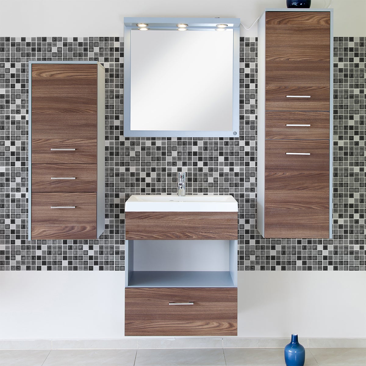 9 vinilo baldosas azulejos mosaicos sombra de gris - adhesivo pared - sticker revestimiento - 9stickers20x20cm