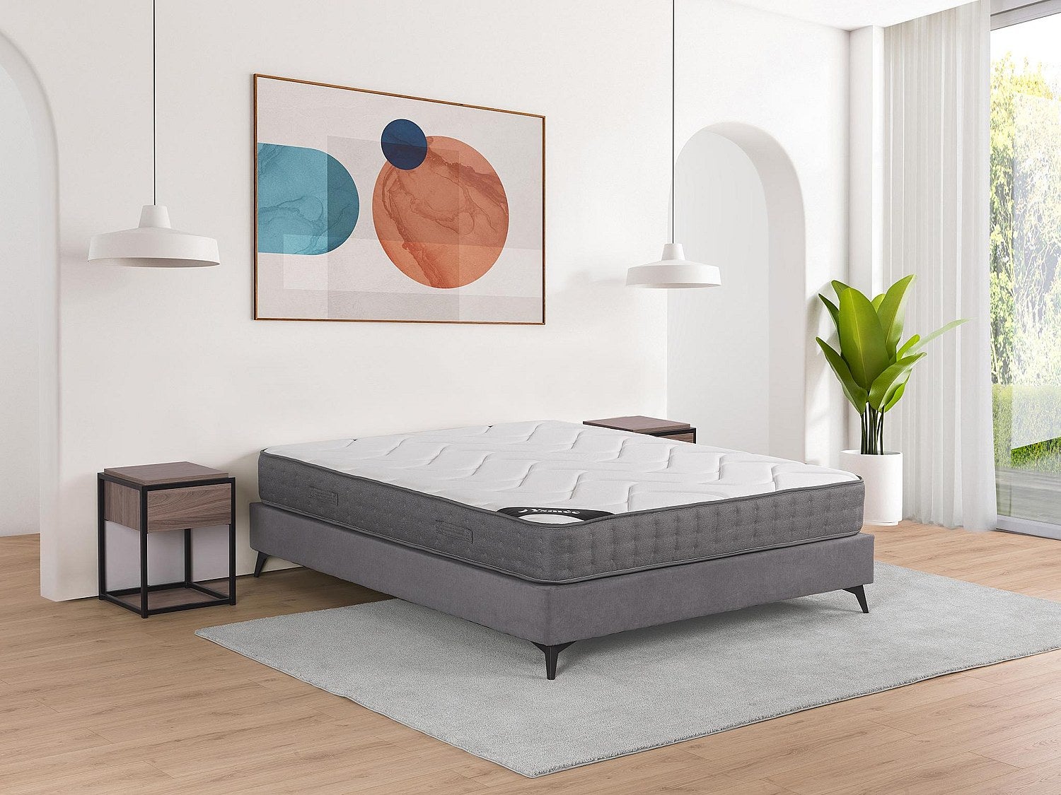 Materac 140 x 200 cm z 5-strefowymi sprężynami kieszeniowymi i pamięcią kształtu o grub. 23 cm - BABYLONE marki YSMÉE