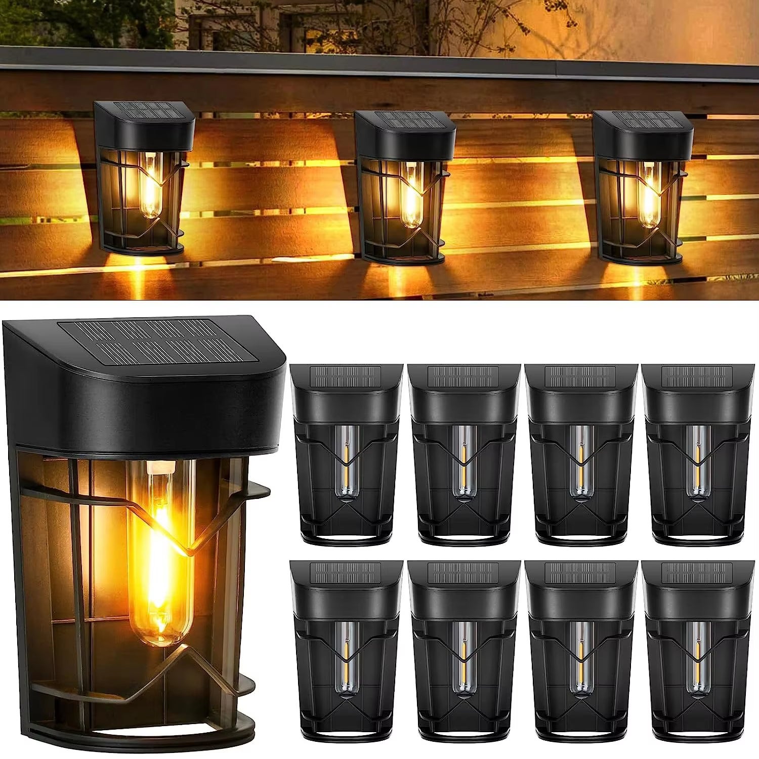 Lot de 6 lampes solaires d'extérieur, lampes de clôture solaires