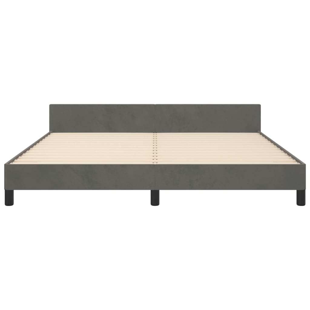 Cadre de lit sans matelas gris foncé velours - 6