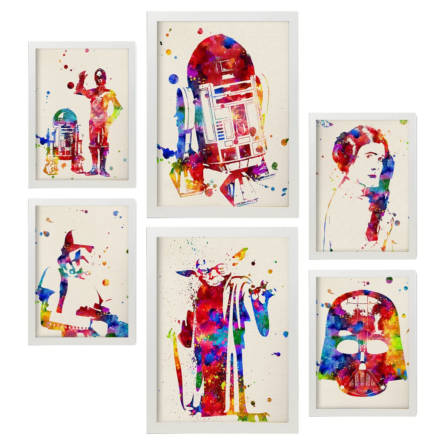 Affiches Star Wars Style Aquarelle - Lot De 6 Tirages A4 & A3 - Décoration Murale Intérieure