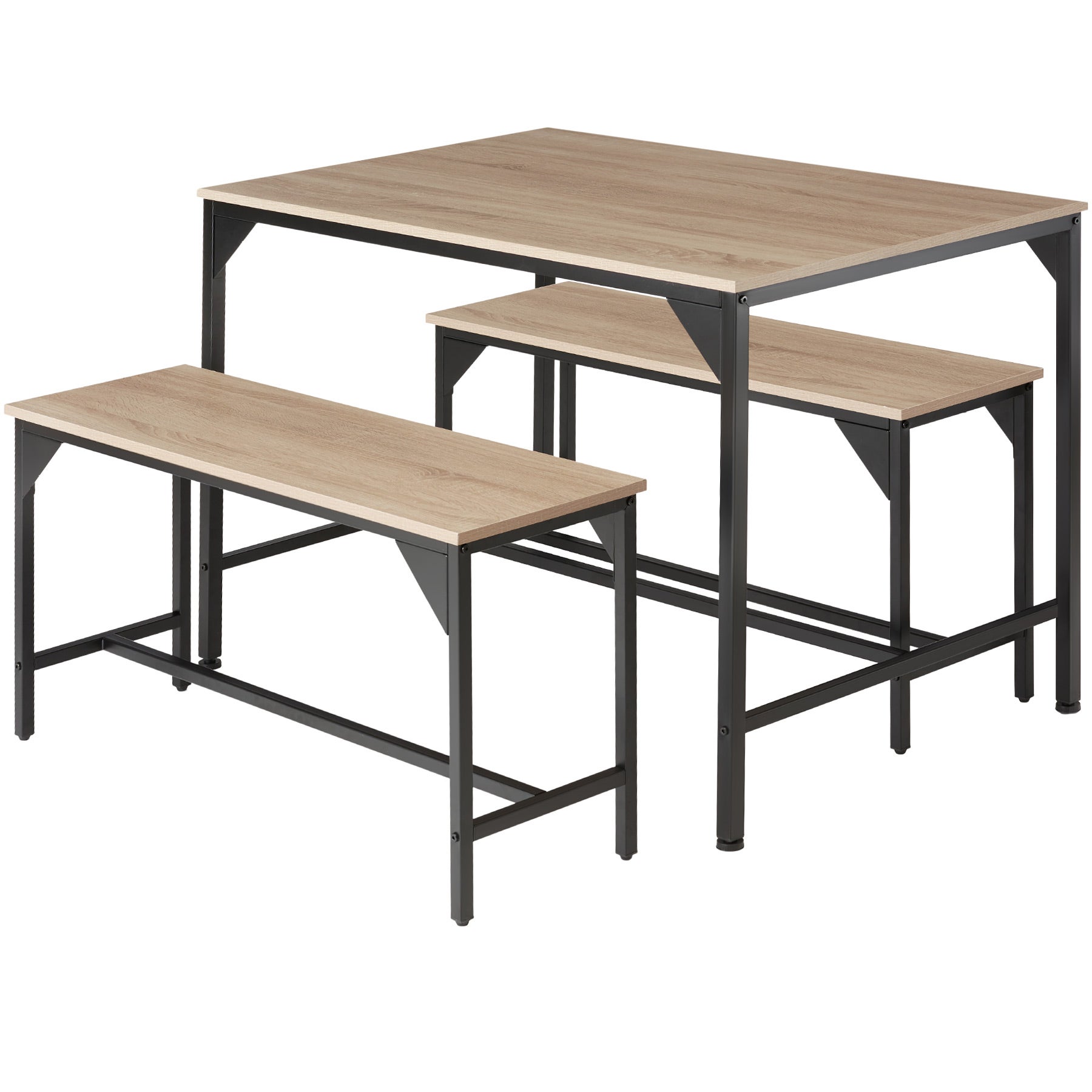 Tectake  Conjunto De Mesa Y Bancos 3 Piezas Negro , Leroy Merlin