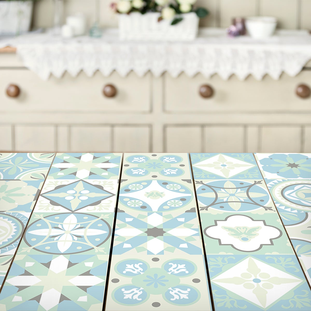 24 vinilos muebles de azulejos victorino - adhesivo de pared - revestimiento sticker mural decorativo - 24stickers20x20cm