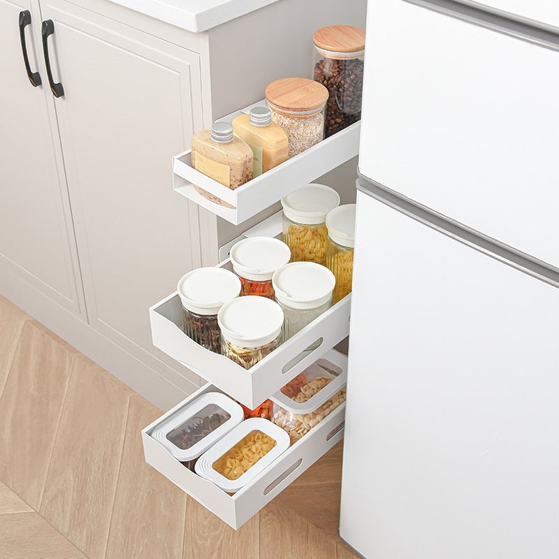 Estante bajo fregadero de cocina, estante extraíble de pared sin taladrar, cesta extraíble bajo encimera de cocina, cesta negra pequeña - 4