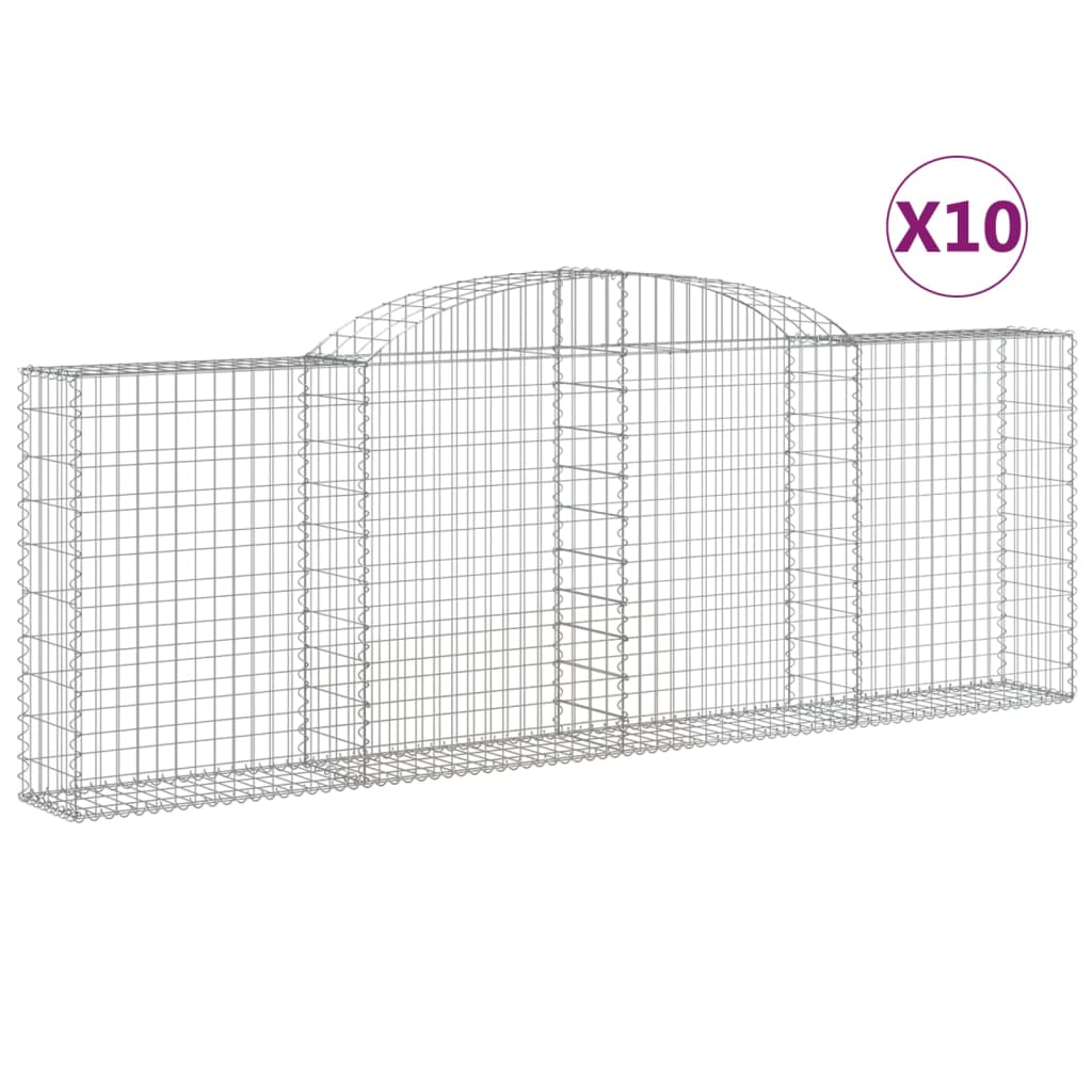 Cestas de gaviones arqueadas 10 piezas 300x30x100/120 cm hierro galvanizado
