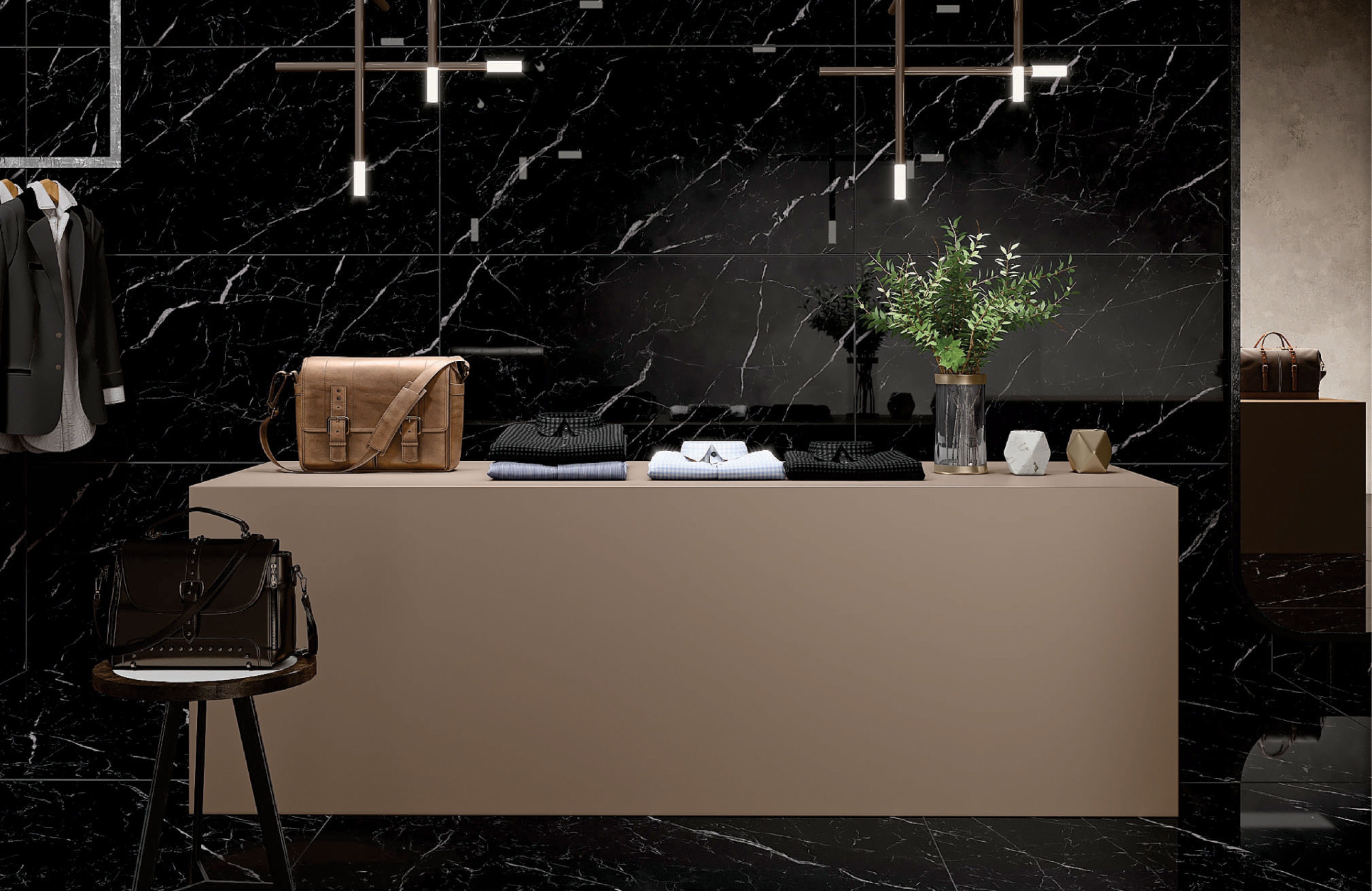 Carrelage sol / mur effet marbre noir SAINT LAURENT l.60 x L.120 cm Brilliant LIMCARO - 2