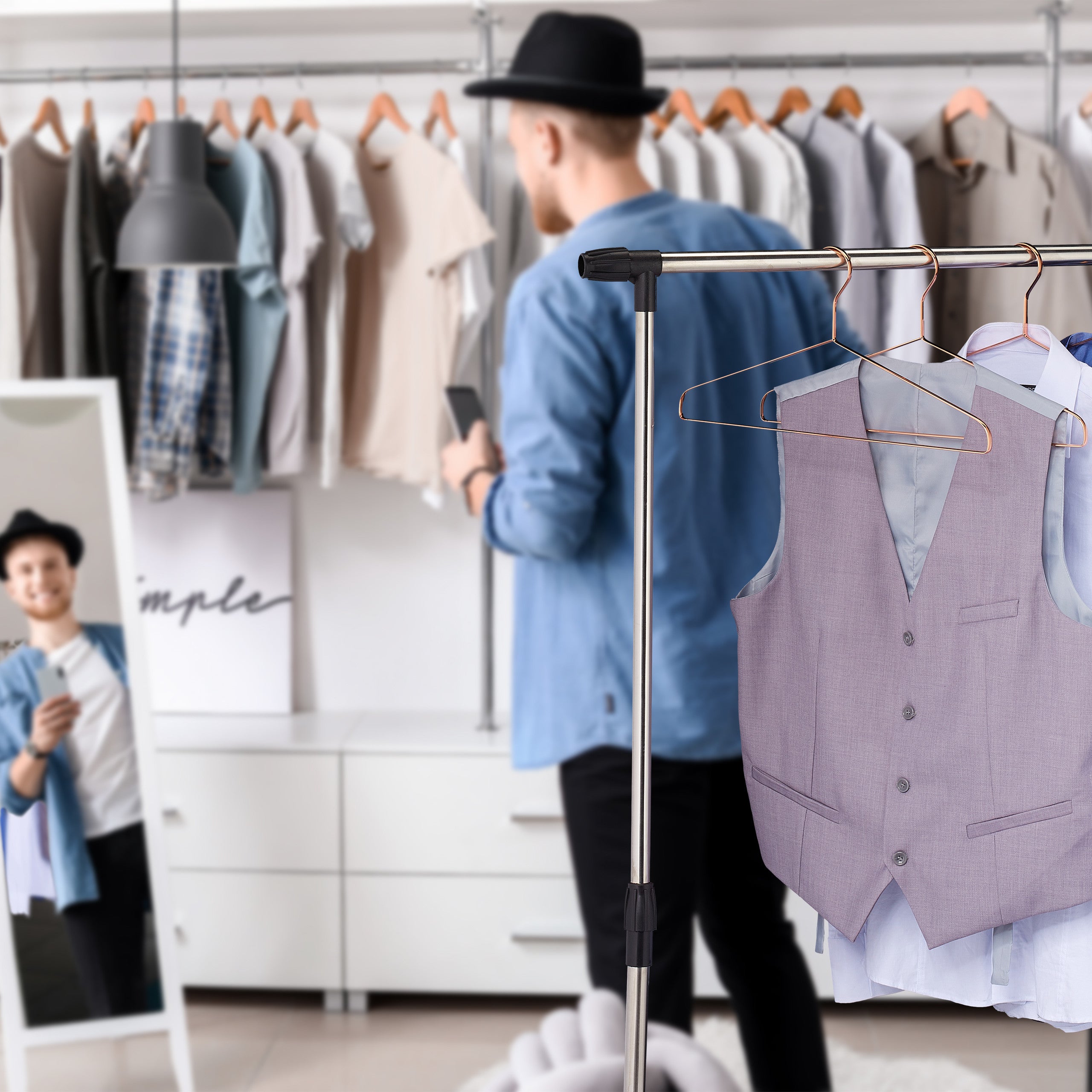 Lot de 24 cintres, chemises et vestes, peu encombrants, métal, 42 cm de large, beaux, couleur cuivre - 5