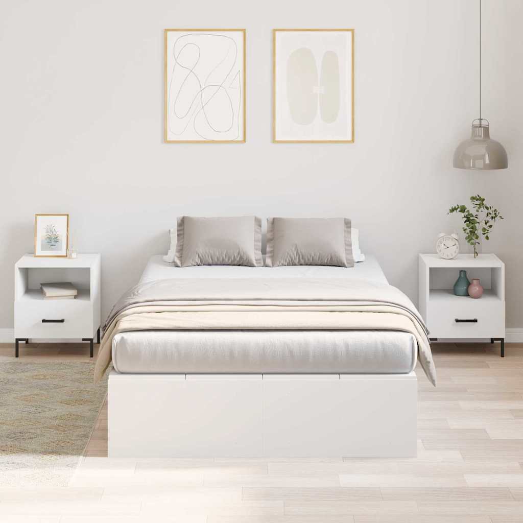 Cadre de lit avec rangement blanc 120 x 200 cm - 4
