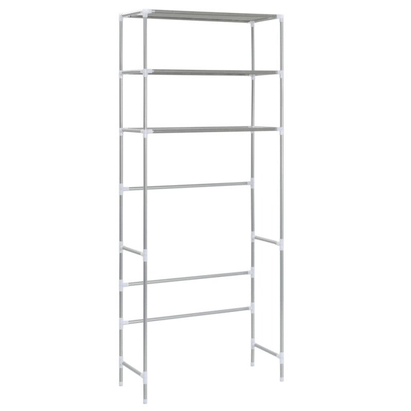 Scaffale per Lavatrice con 3 Ripiani Argento 69x28x169 cm vidaXL - 4