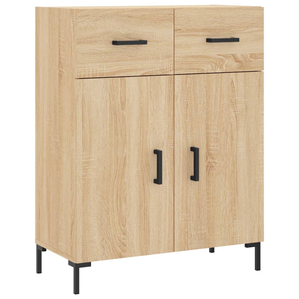 Buffet Bahut SONOMA Gris - 40x35x70 Cm, Bois D'ingénierie, 2 Compartiments - Meuble Rangement Salon/cuisine - Helloshop26