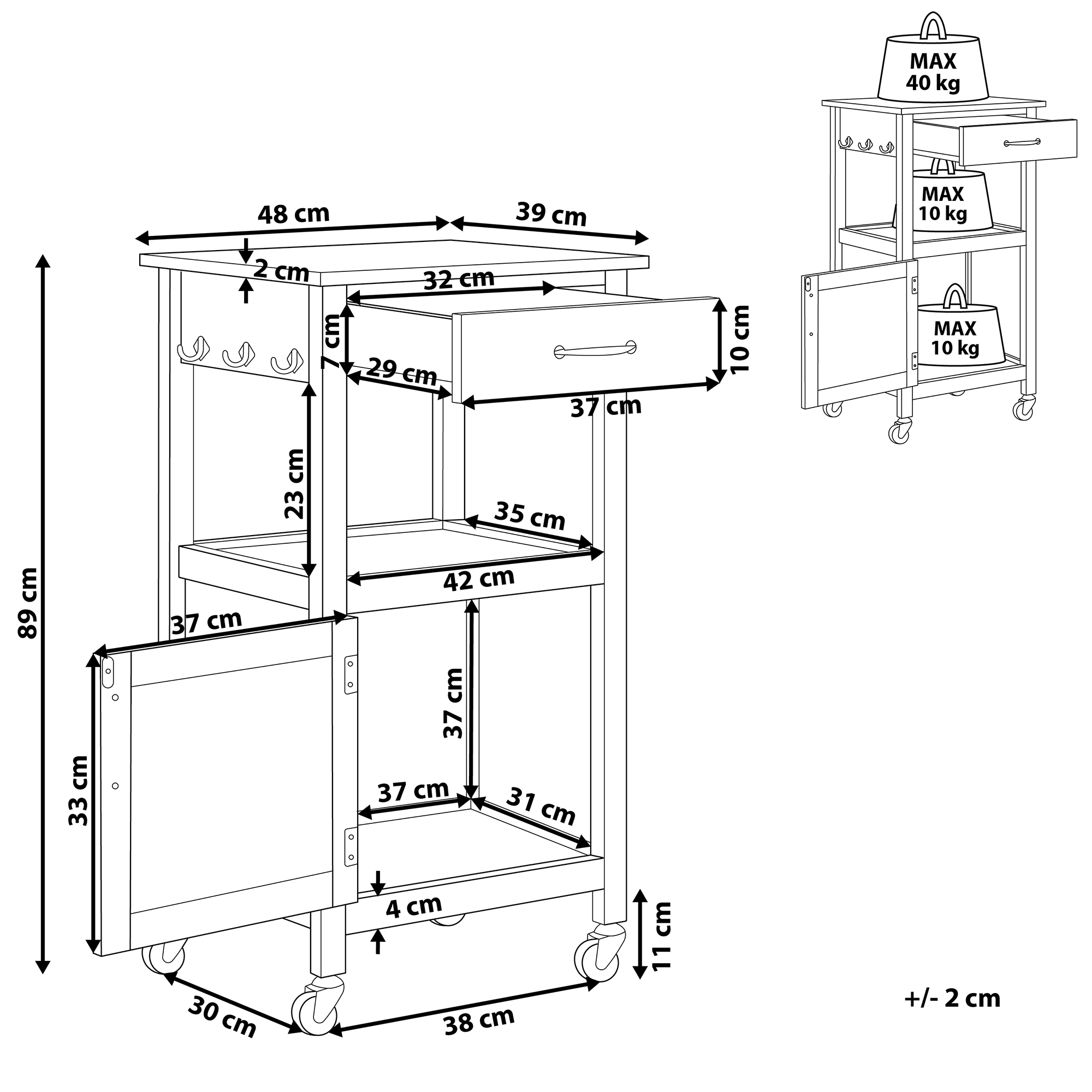 Carrello portavivande SIENA Nero - 3