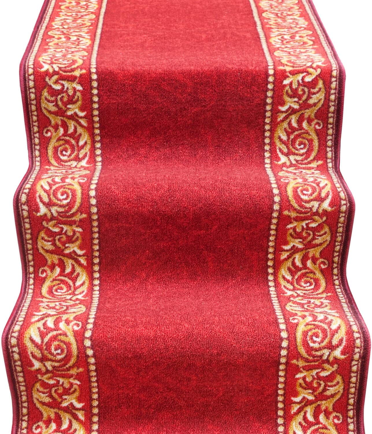 Camino de escalera 67x240 cm alfombra bordeada corredor entrada pasillo cocina peldaños estilo barroco burdeos