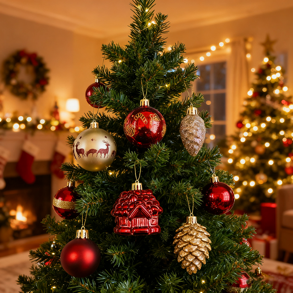 40 peças de enfeites para árvores de Natal, Conjunto de enfeites de bolas de Natal, bolas de Natal penduradas, decorações de Natal, presente de Natal - 5