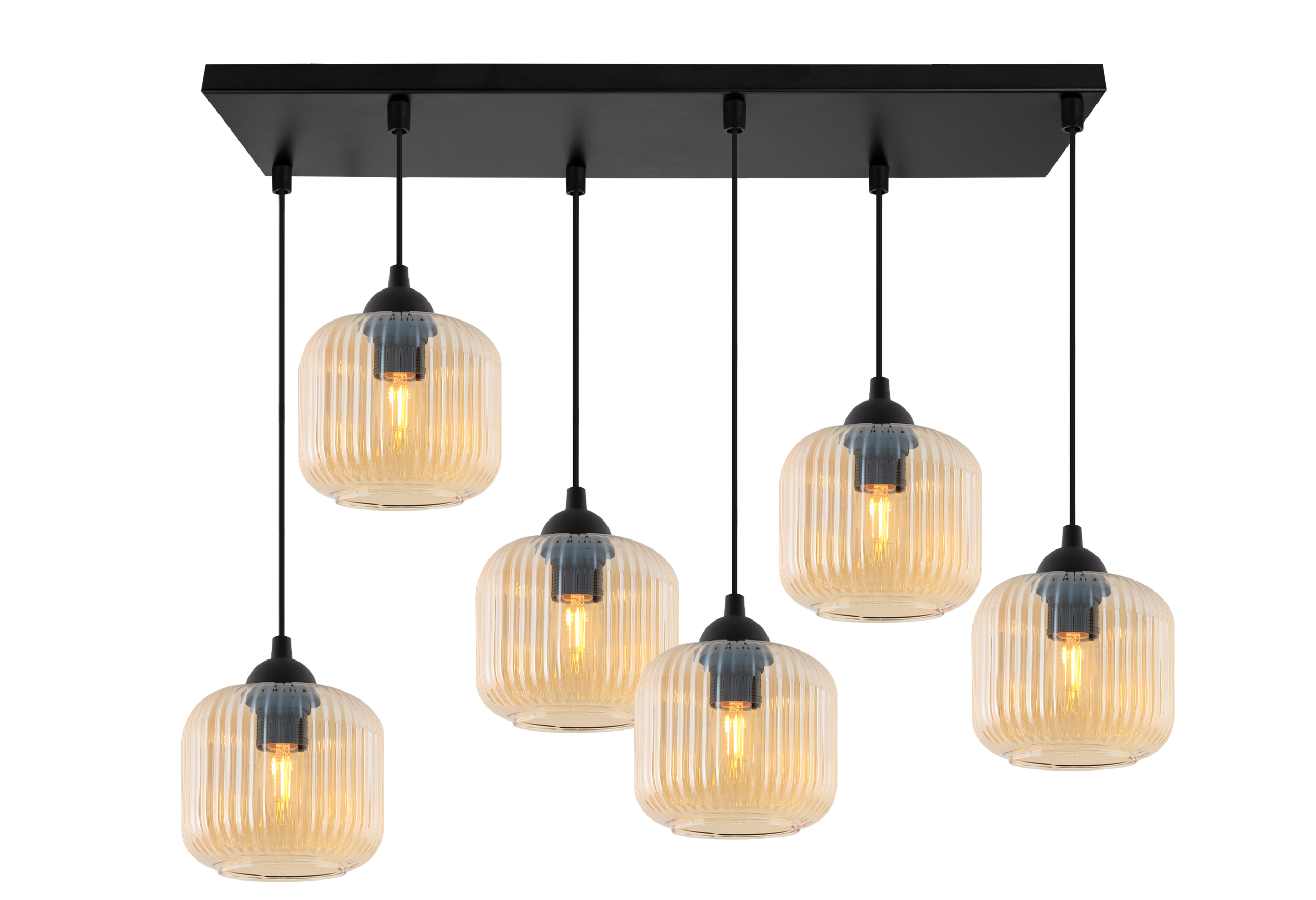 Lampa sufitowa wisząca Riffle loft 6xE27 klosz walec miodowy Light Home LH