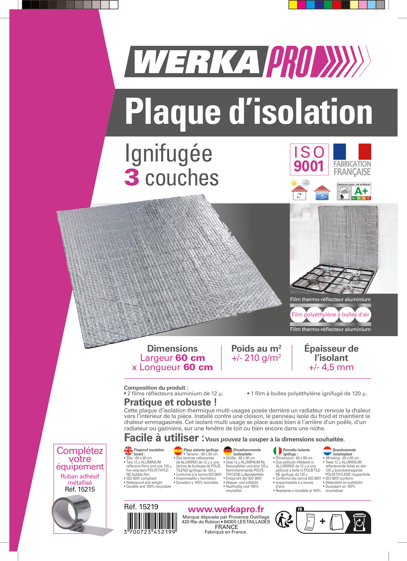 Panneau isolant pare feu WERKA PRO 60 x 60 cm multicouche reflectif - 4