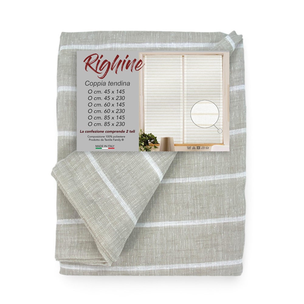 Coppia Tendine Simply Beige Per Vetro - 45x240cm, Semitrasparenti, 100% Poliestere - Foto 6