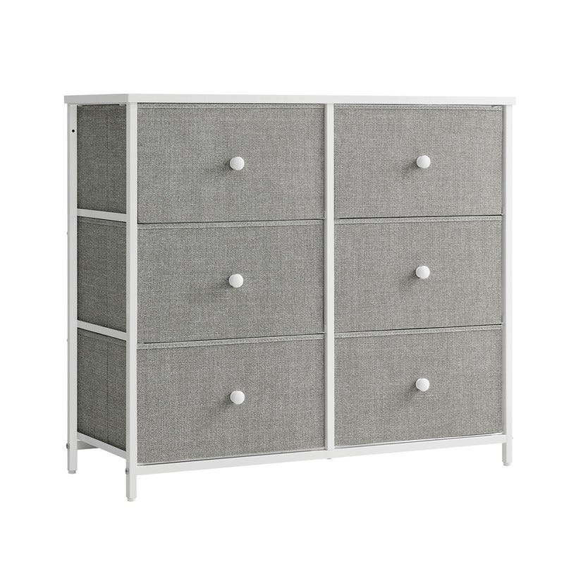 VEVOR Commode En Tissu 10 Tiroirs Meuble Rangement Acier Robuste - Blanc Pour Chambre Et Couloir