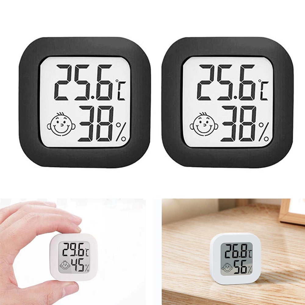 2 Termometry pokojowe, Mini cyfrowy higrometr LCD, łatwy w użyciu termometr wewnętrzny, wielofunkcyjny termometr wilgotności