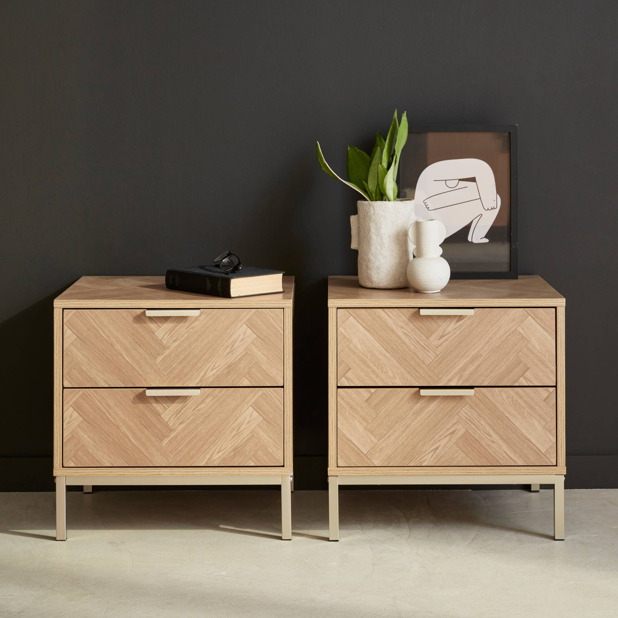 Lot de 2 tables de chevet. Budapest. deux tiroirs. L 45 x l 40 x H 45cm - 6