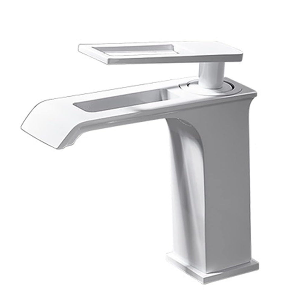 Pojedynczy kran do wody zimnej i ciepłej, biały, odlew mosiężny, odpowiedni do umywalki, szafki łazienkowej, umywalki, baterii podblatowej