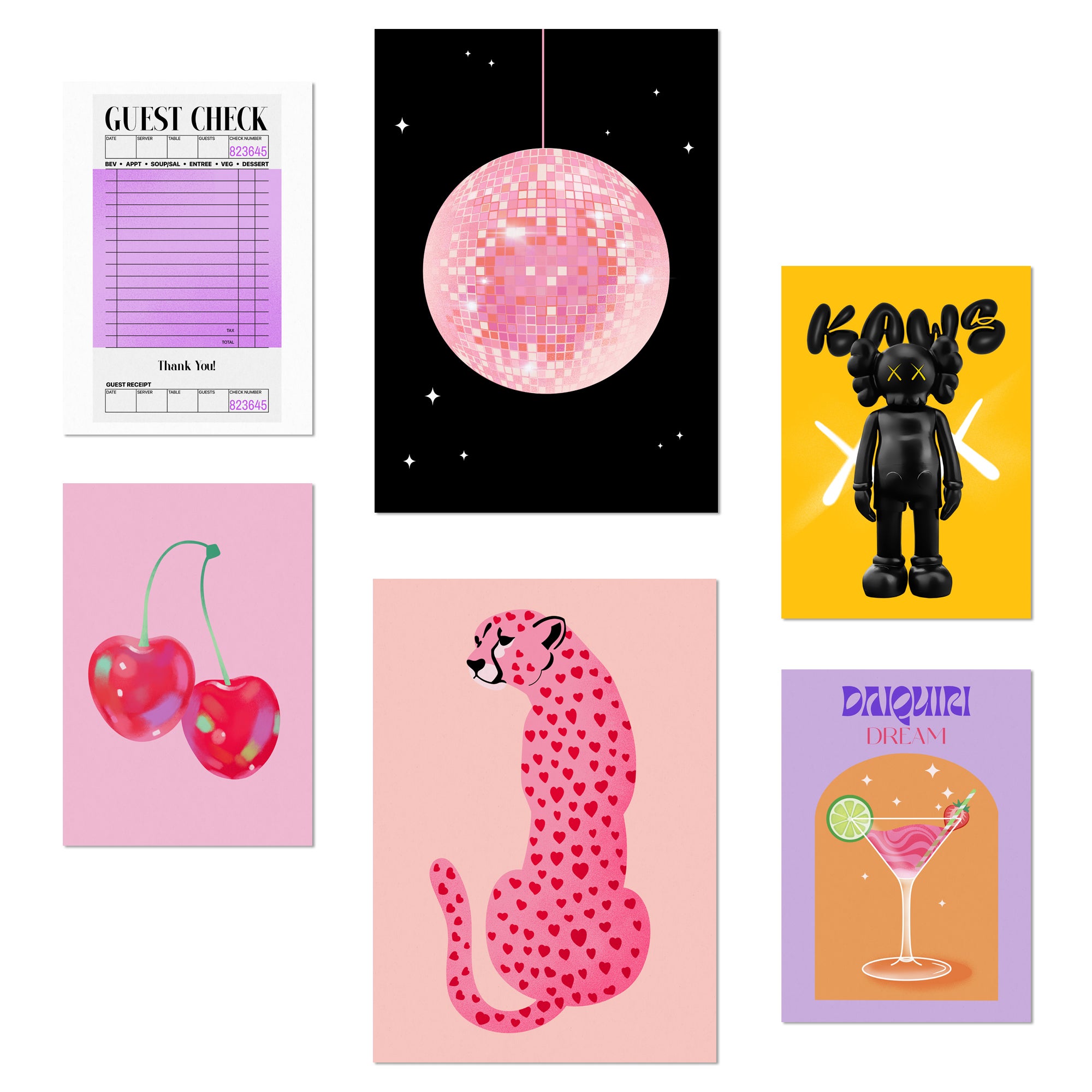Nacnic set de 6 pósters illustraciones de arte moderno kaws