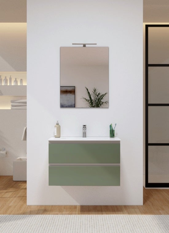 DIAMANTE Armoire De Toilette Murale 2 Tiroirs 100cm Vert Sauge Leroy 