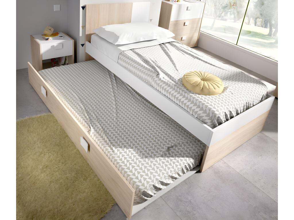 Letto Singolo Con Letto Estraibile 80x190cm | Rete A Doghe In Multistrato Di Betulla | Made In Italy | Garanzia 10 Anni - Foto 9