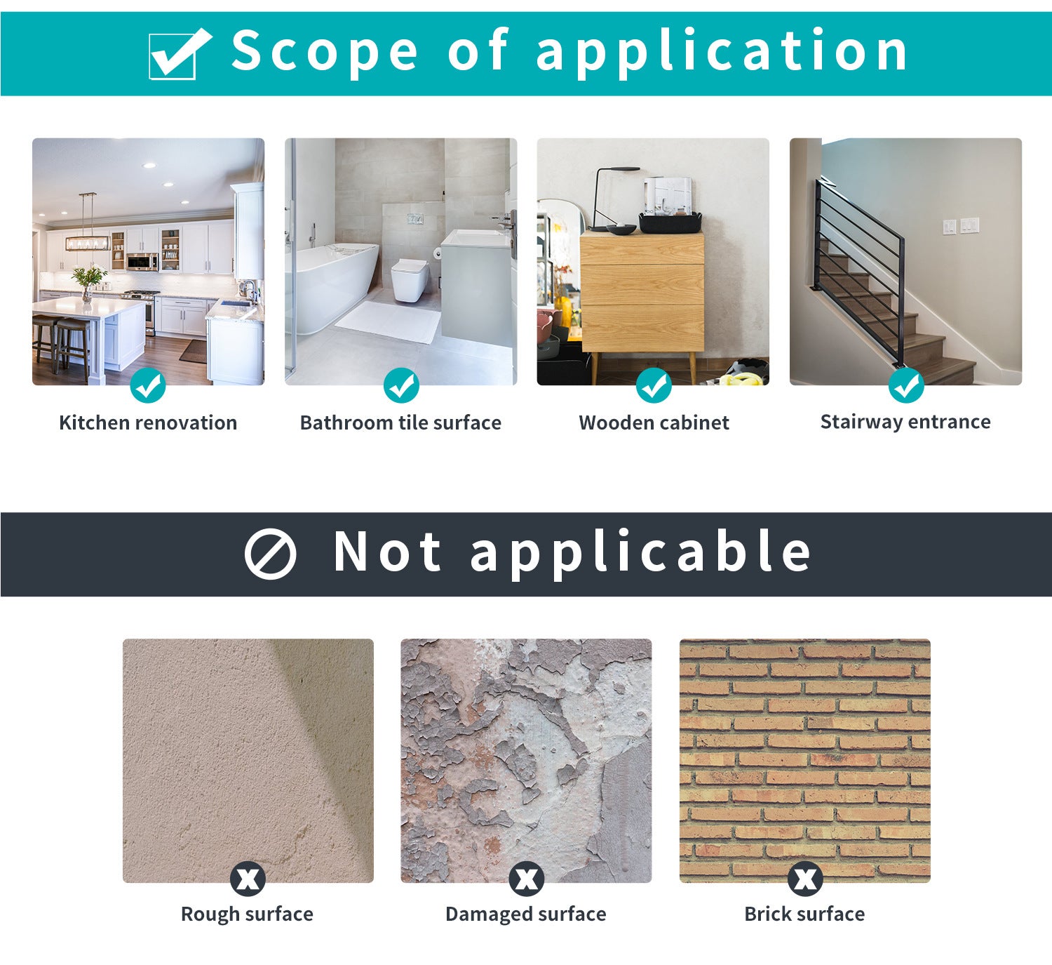 Autocollants de sol pelés et collés, autocollants muraux givrés auto-adhésifs, décoration de sol DIY, imperméables et résistants à l'huile, 10 pièces - 6