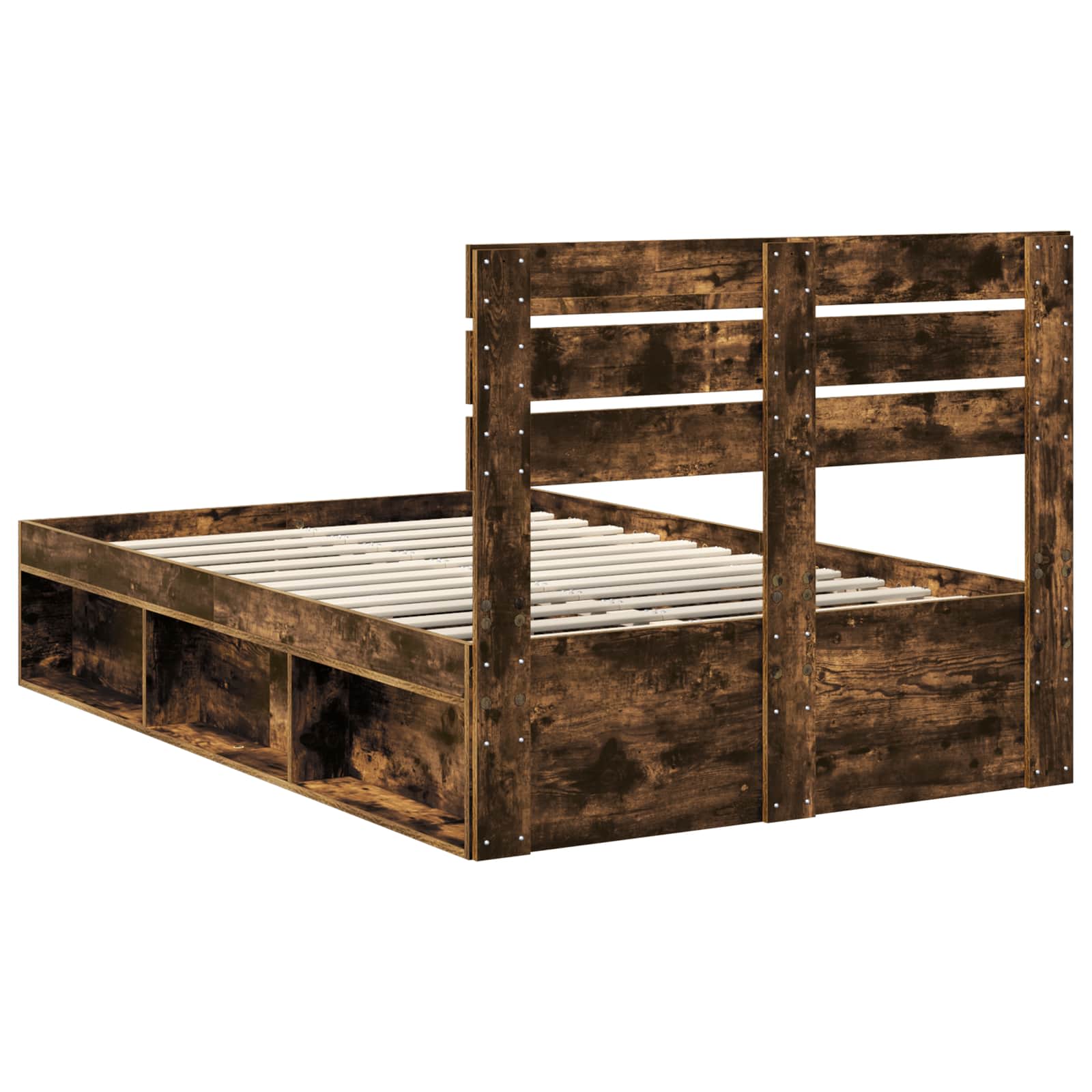 Cadre de lit chêne fumé en pin massif, pour la chambre, 120 × 190 cm - 9