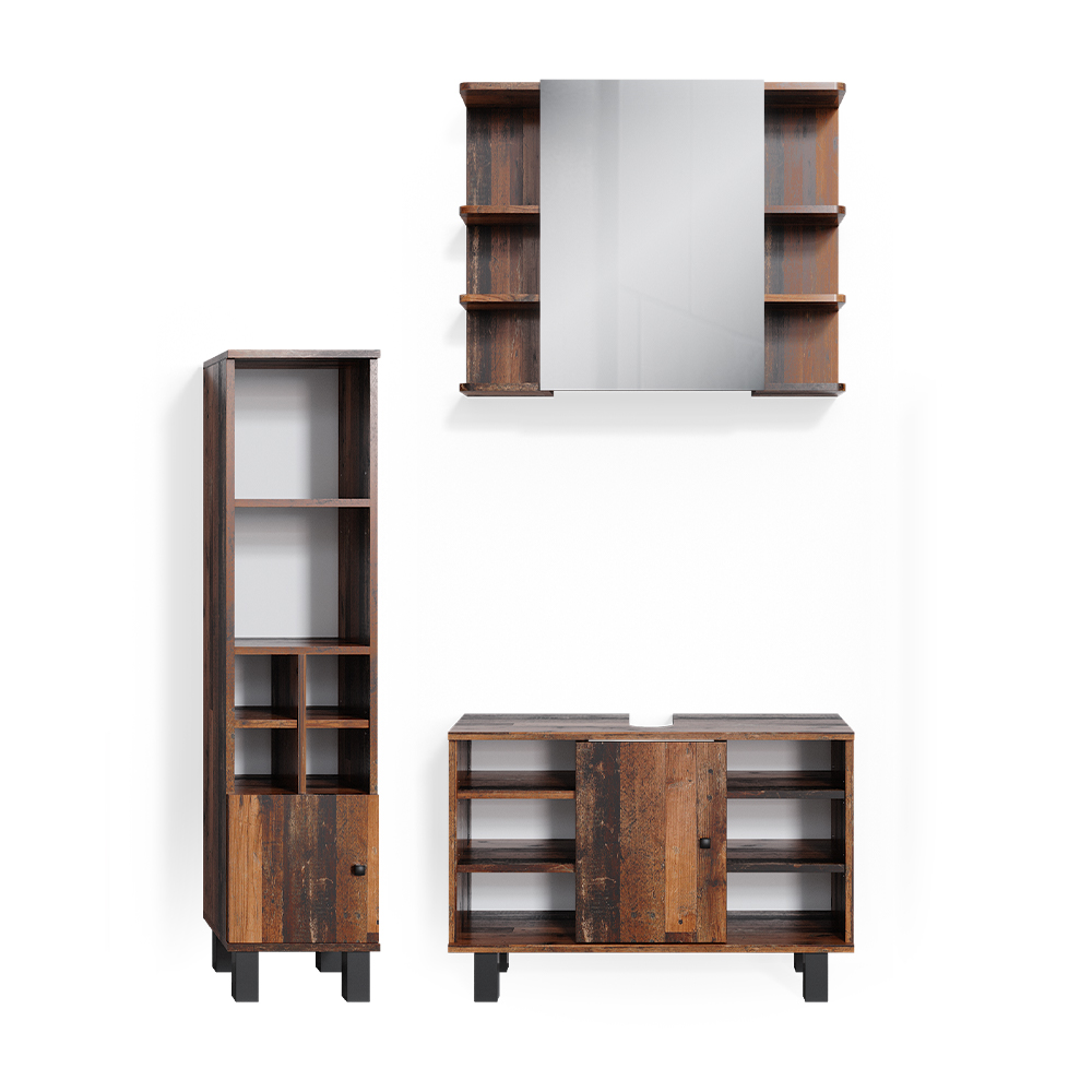 Vicco Zestaw mebli łazienkowych Fynn, Rustykalny dąb, 3 części