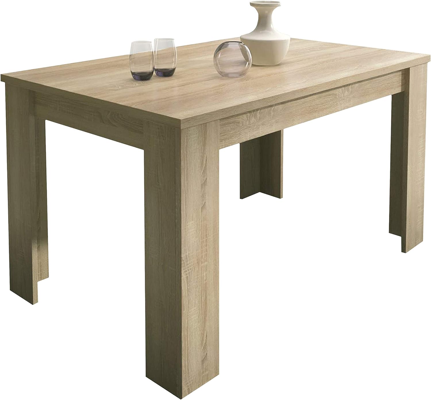 Mesa de jantar extensível, robusta e funcional, madeira carvalho Cambria, 138–198 cm (C) x 88 cm (L) x 76 cm (A)