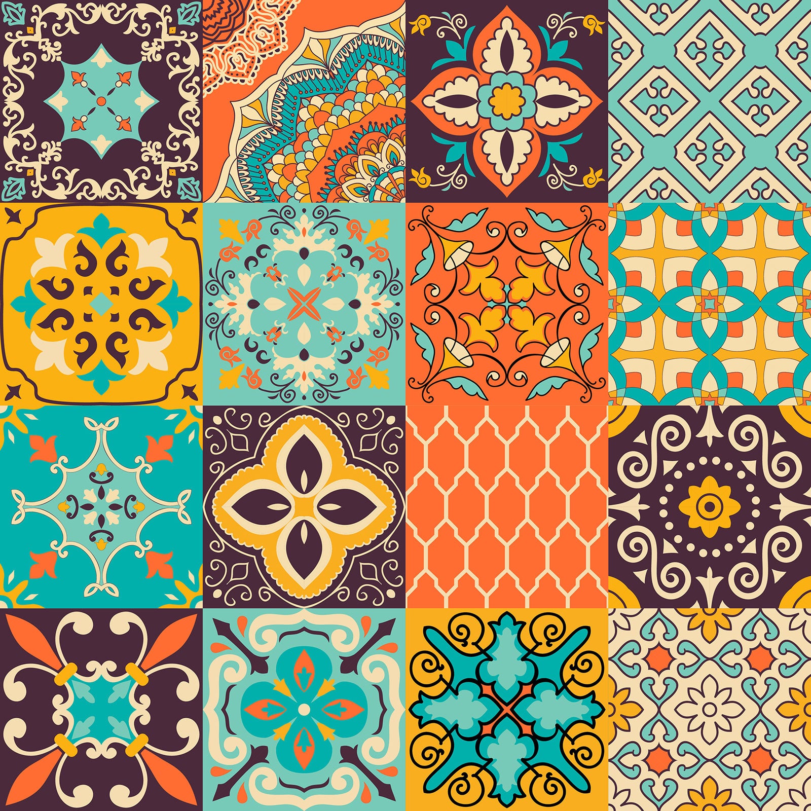 Crédence adhésive sticker décoratif pour cuisine - Effet carreaux de ciment - Adhésif MAT - 60x60 cm - 2