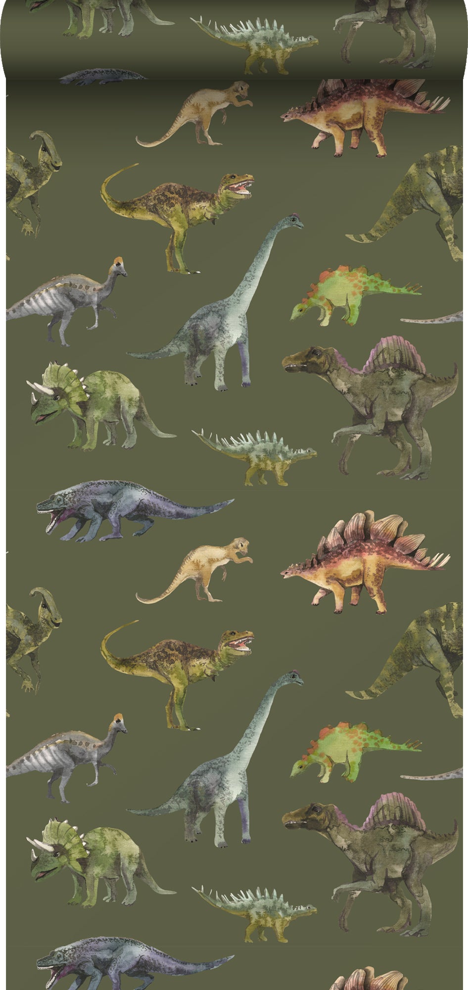 Tapeta dinozaury ciemnej zieleni - 50 x 900 cm - SANDERS &amp; SANDERS