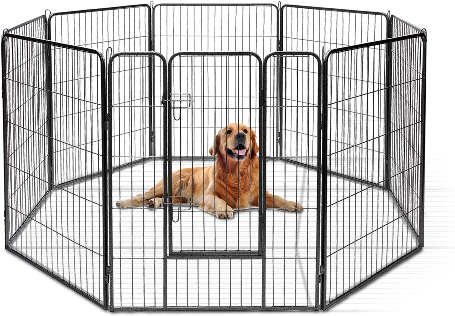 Parque/valla para animales de metal, parque plegable con 8 paneles, diferentes formas, puerta de doble bloqueo, para perro, gato, conejo