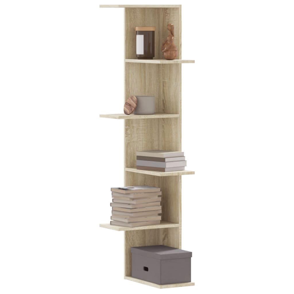 Mensola Angolare In Legno Per Parete – 40x40x50 Cm, Rovere Sonoma, Ideale Per Libri E Oggetti Da Collezione In Soggiorno, Camera O Ufficio