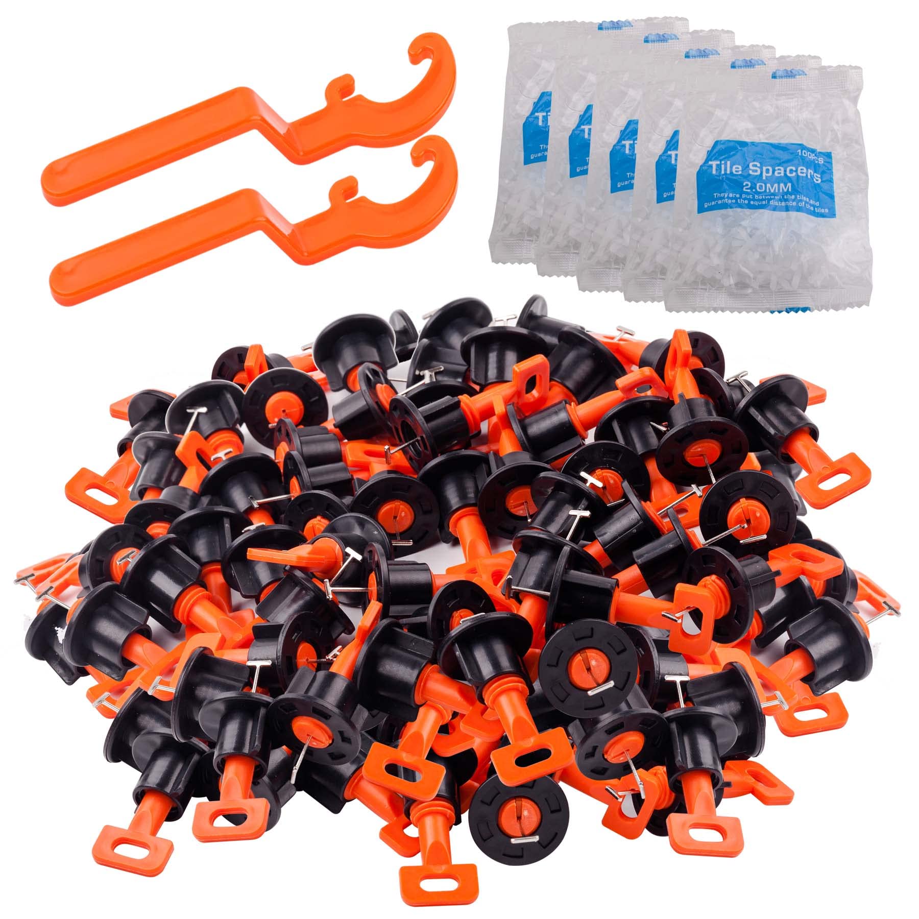 Kit Di Livellamento Per Piastrelle Con 100 Distanziatori Livellatori E 4 Chiavi Speciali E 500 Distanziatori Per Piastrelle Da 2 Mm 97648260 - copertina