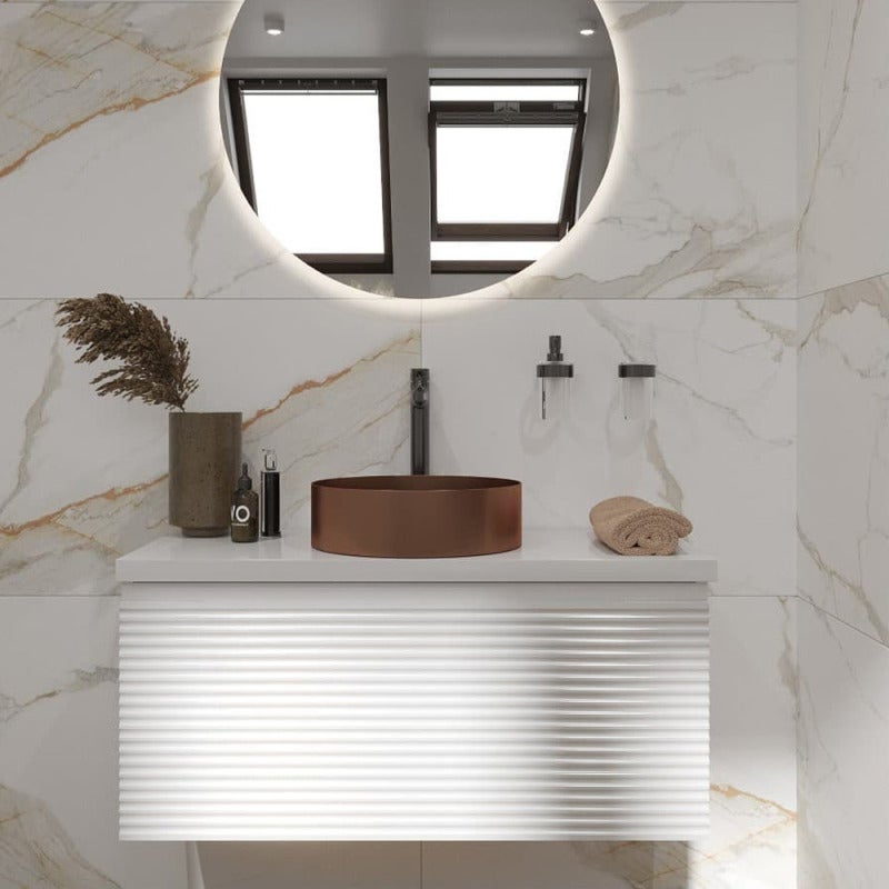 Vasque à poser 38 x 38 x 11 cm Aurum cuivre brossé en acier inoxydable avec bonde sans trop-plein (SATAUR3838BRG) - 4
