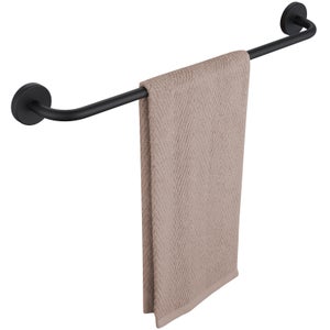 Auralum MAX Porte-Serviettes de Salle de Bain,Auto-adhésif ou Perçage Porte Serviettes Mural 60CM,Support Serviettes Noir en INOX 304 Fixé au Mur