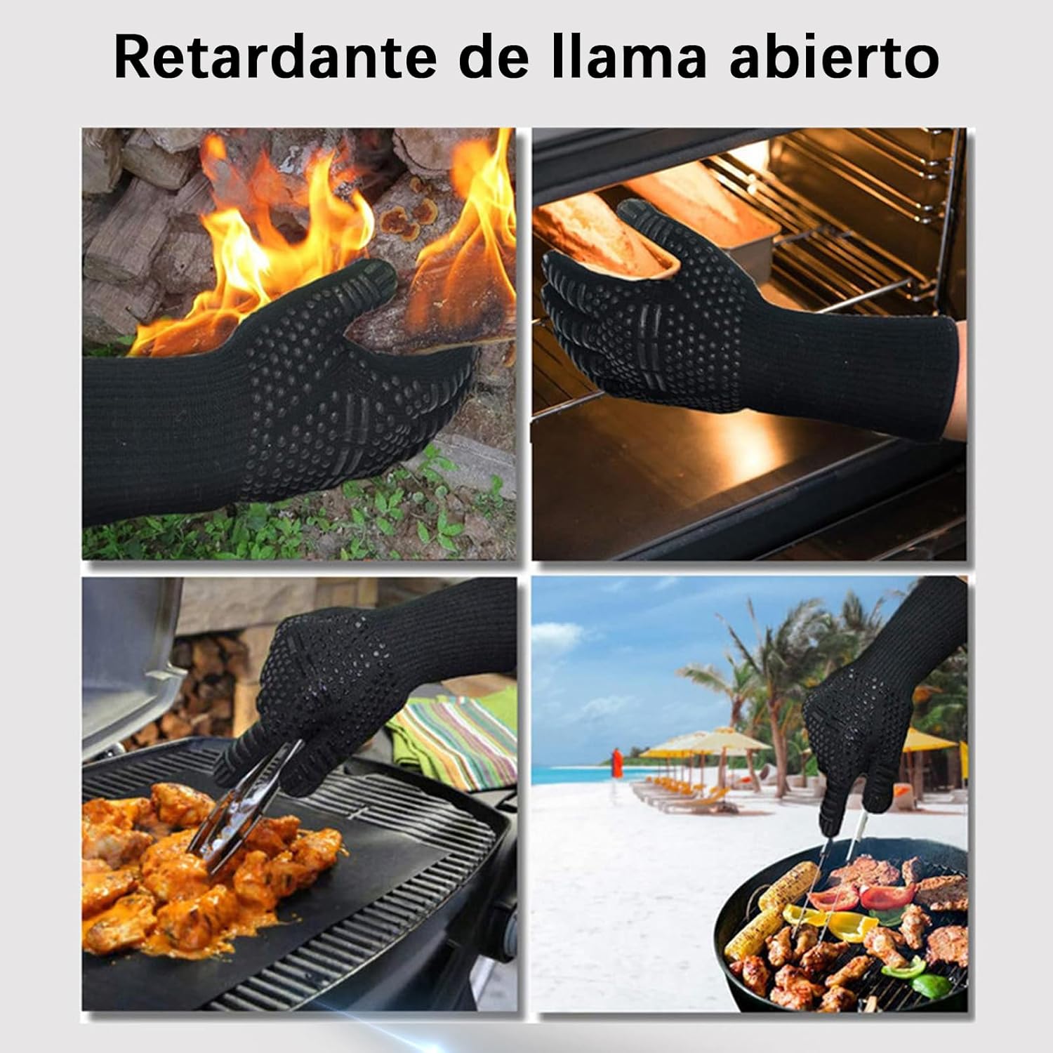 Set 4 Guanti Da Forno HRE PREMIUM In Silicone – Resistenti Al Calore 300°C – Antiscivolo, Lunghi E Corti – Per Cucina E Griglia