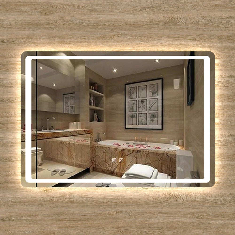 AICA Sanitaire Miroir LED 80 x 60 x 4 cm anti-buée avec 2 Interrupteurs Tactiles, miroir de salle de bain modèle Classique - 3
