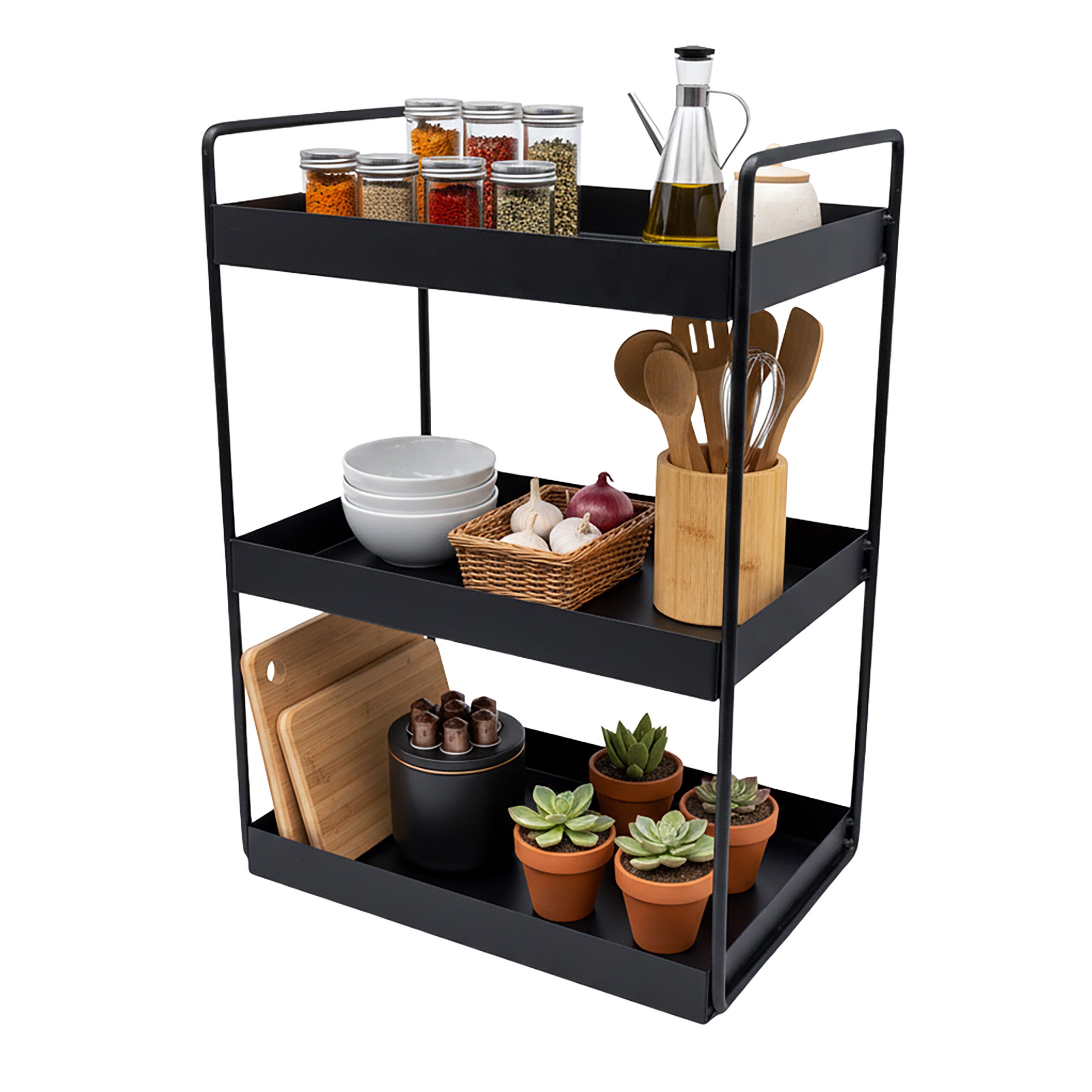 FitWell - Portaspezie da parete a scorrimento, a 3 ripiani, tradizionale portaspezie e cucina, organizer per bellezza e smalti, per bagno, montaggio a parete (nichel satinato