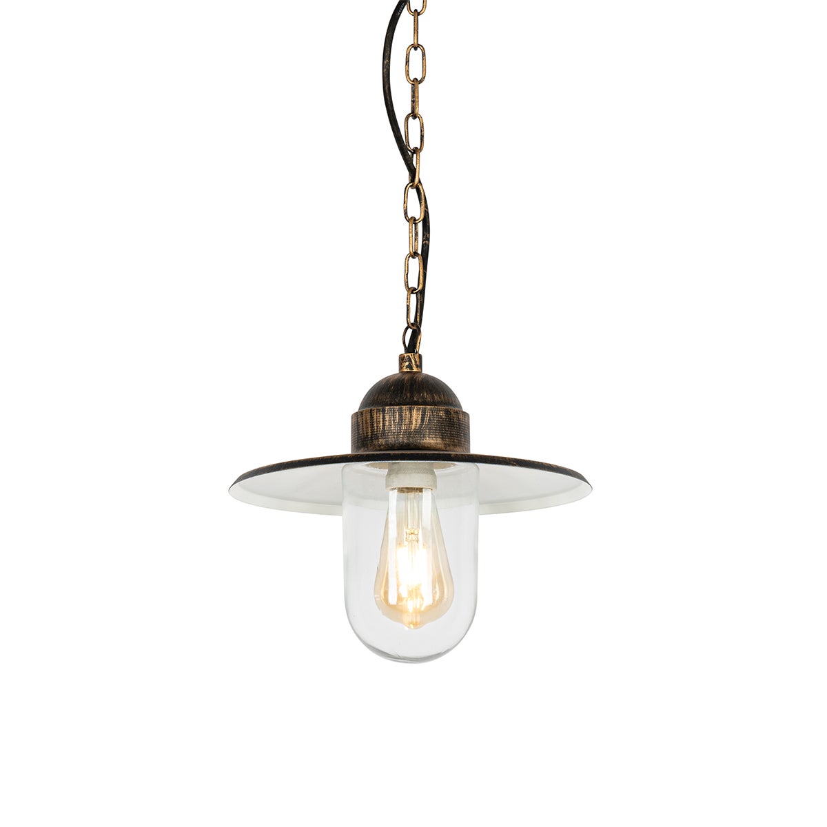 Qazqa country-rustic lampa wisząca zewnętrzna z kloszem (1 punkt) do ogród - Kansas - gold, max. 60w, kompatybilny z żarówką