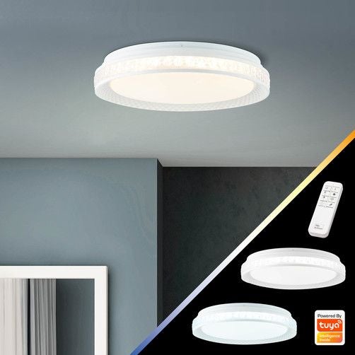 Brilliant Rhea LED lampa sufitowa 35x35cm czarny/drewno, drewno/metal/plastik, 1x zintegrowana dioda LED, 24W, (strumień świetlny: 2700lm, barwa świat - 3